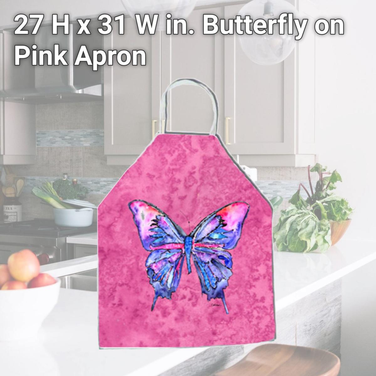 Picture of Carolines Treasures 8859APRON 27 H x 31 W in. Butterfly on Pink Apron