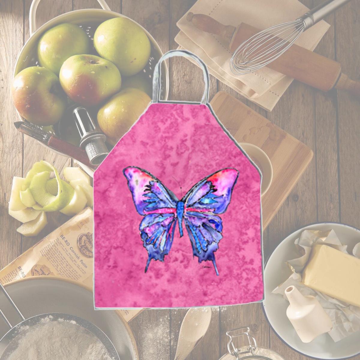 Picture of Carolines Treasures 8859APRON 27 H x 31 W in. Butterfly on Pink Apron