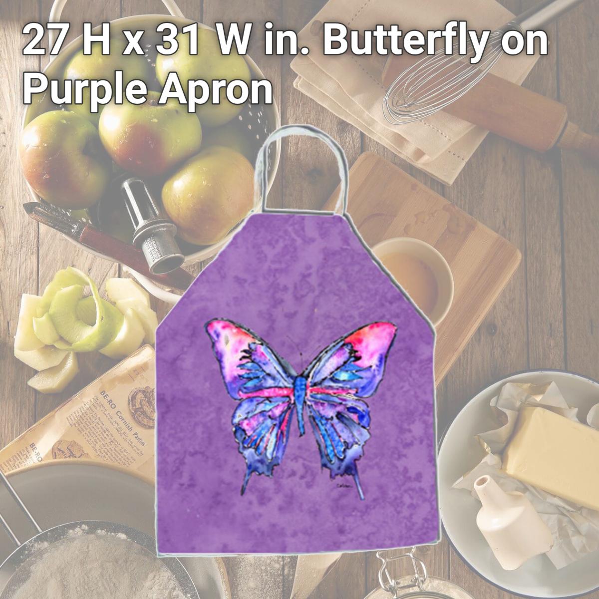 Picture of Carolines Treasures 8860APRON 27 H x 31 W in. Butterfly on Purple Apron
