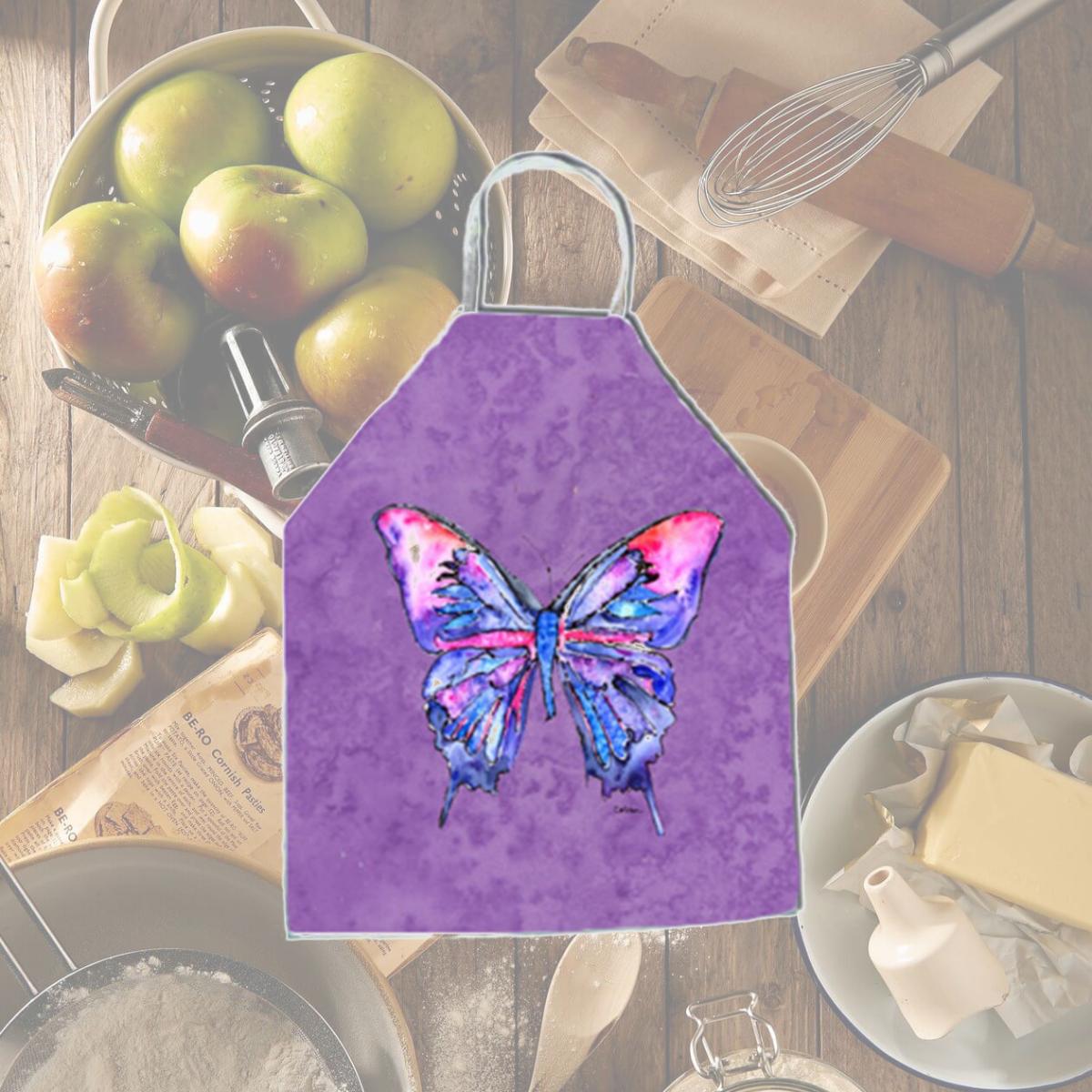 Picture of Carolines Treasures 8860APRON 27 H x 31 W in. Butterfly on Purple Apron