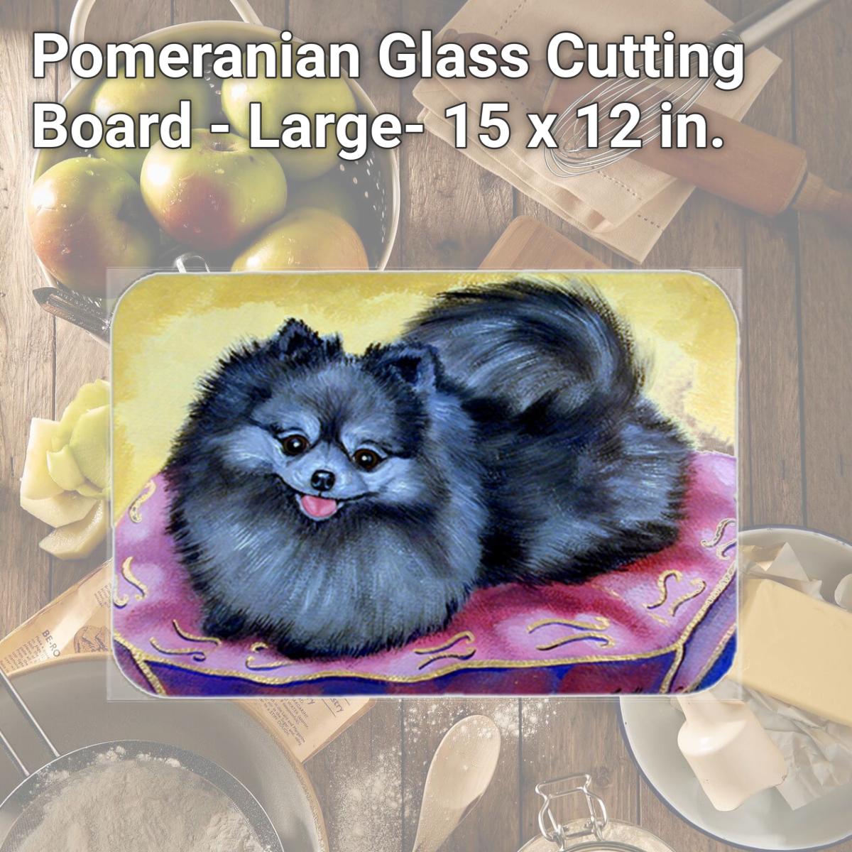Picture of Carolines Treasures 7503LCB Pomeranian Glass Cutting Board - Large- 15 x 12 in.