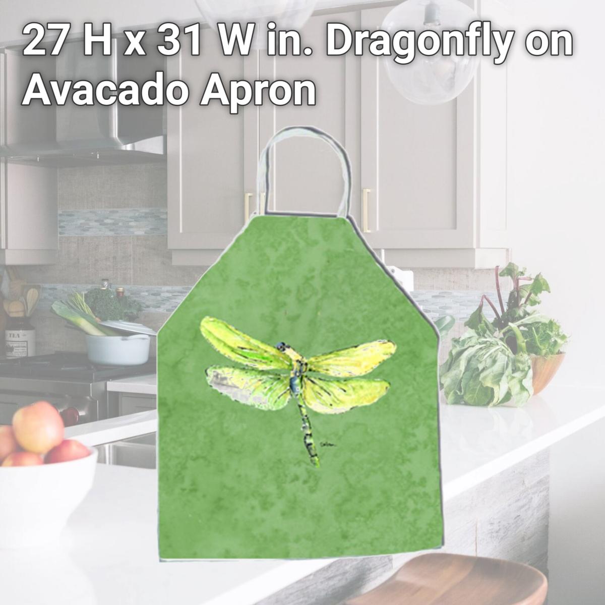 Picture of Carolines Treasures 8864APRON 27 H x 31 W in. Dragonfly on Avacado Apron