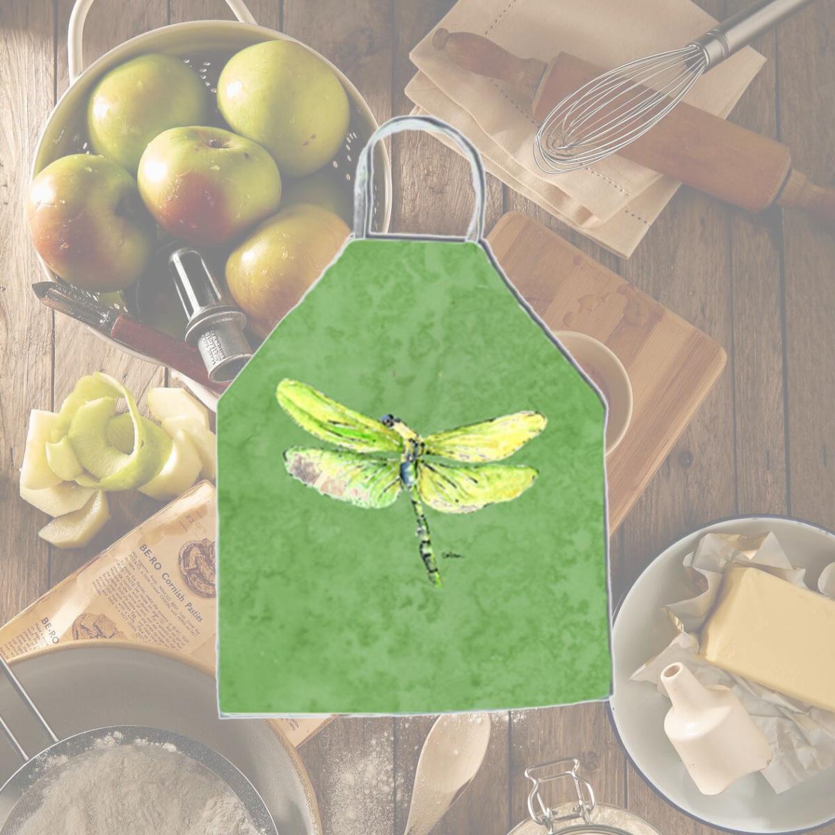 Picture of Carolines Treasures 8864APRON 27 H x 31 W in. Dragonfly on Avacado Apron