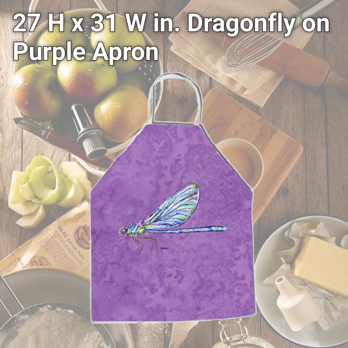 Picture of Carolines Treasures 8865APRON 27 H x 31 W in. Dragonfly on Purple Apron