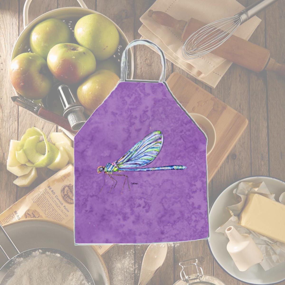 Picture of Carolines Treasures 8865APRON 27 H x 31 W in. Dragonfly on Purple Apron