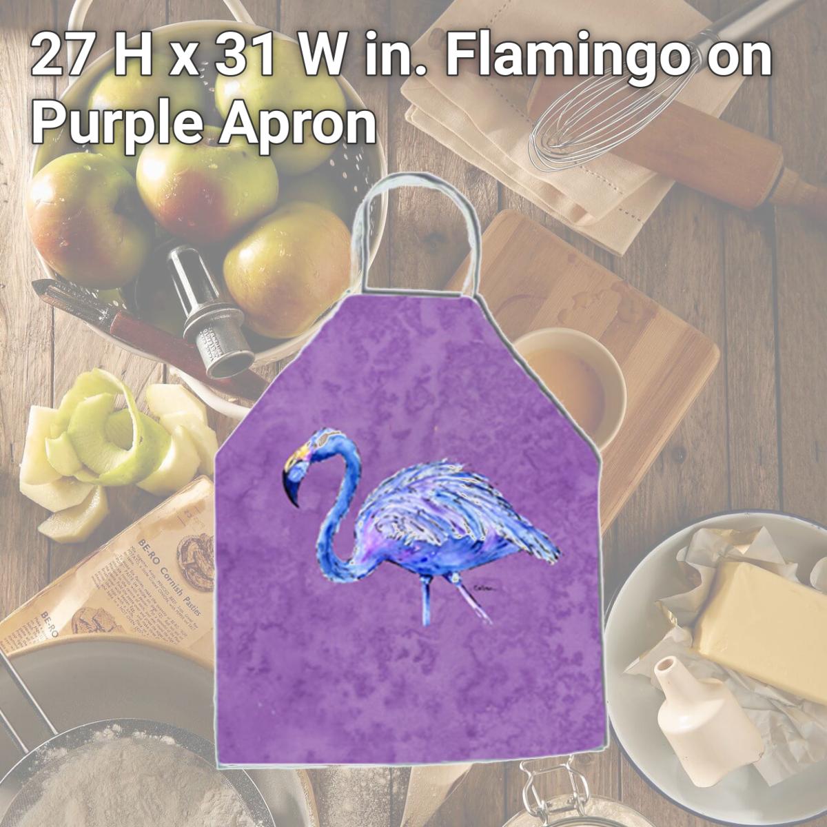 Picture of Carolines Treasures 8874APRON 27 H x 31 W in. Flamingo on Purple Apron