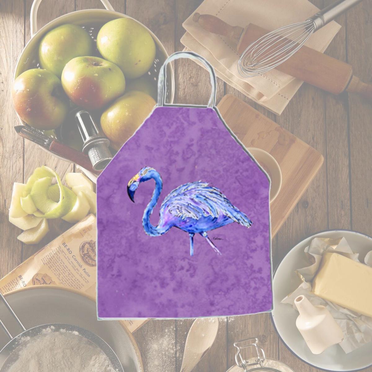 Picture of Carolines Treasures 8874APRON 27 H x 31 W in. Flamingo on Purple Apron