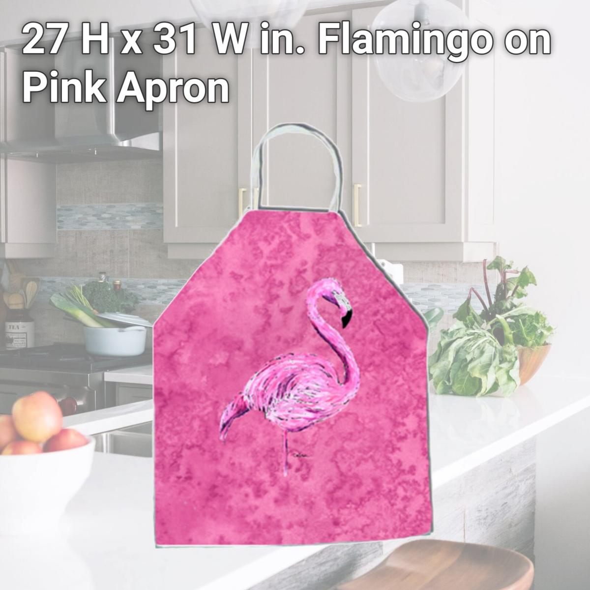 Picture of Carolines Treasures 8875APRON 27 H x 31 W in. Flamingo on Pink Apron