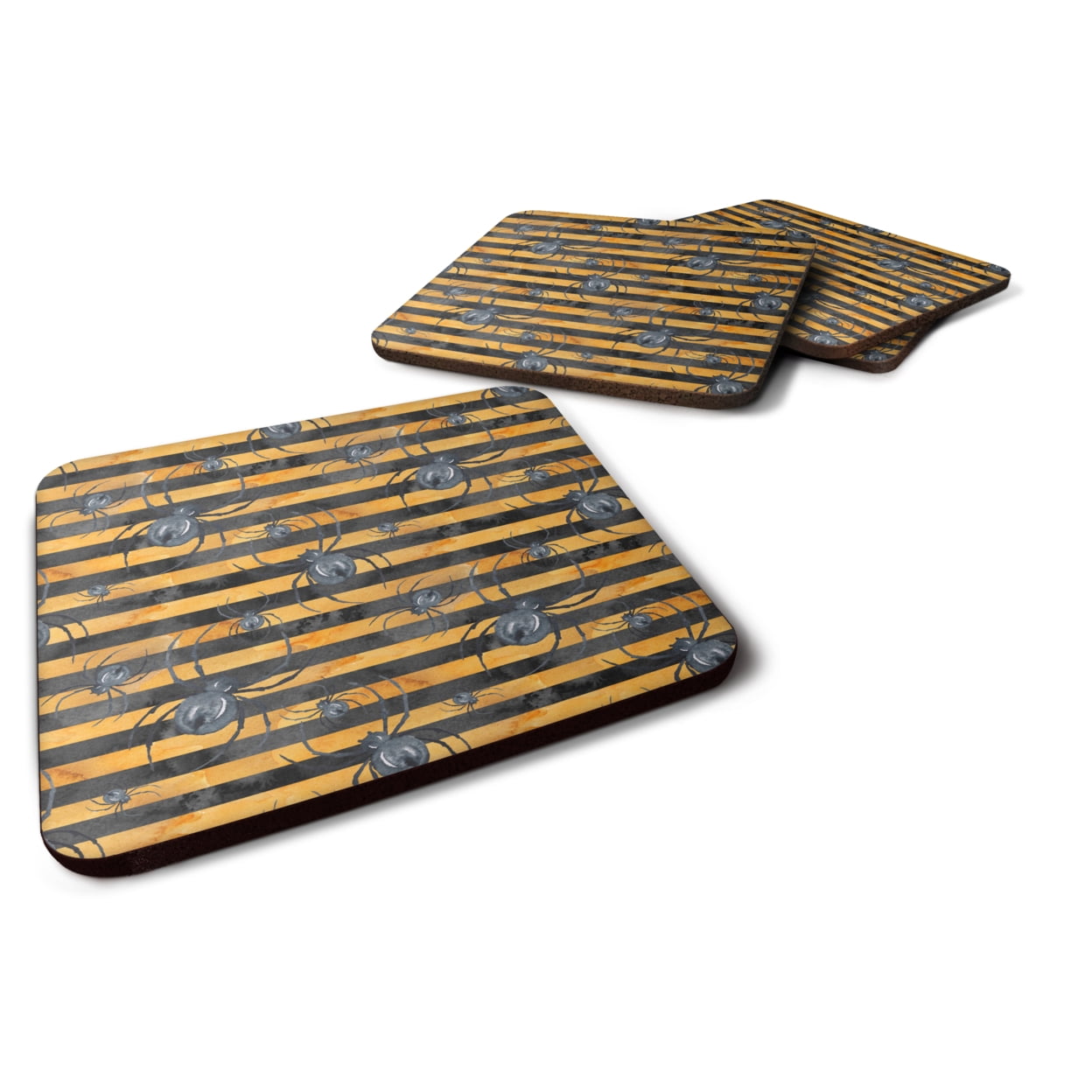 BB7526FC Watecolor Halloween Spiders Foam Coaster, Set of 4