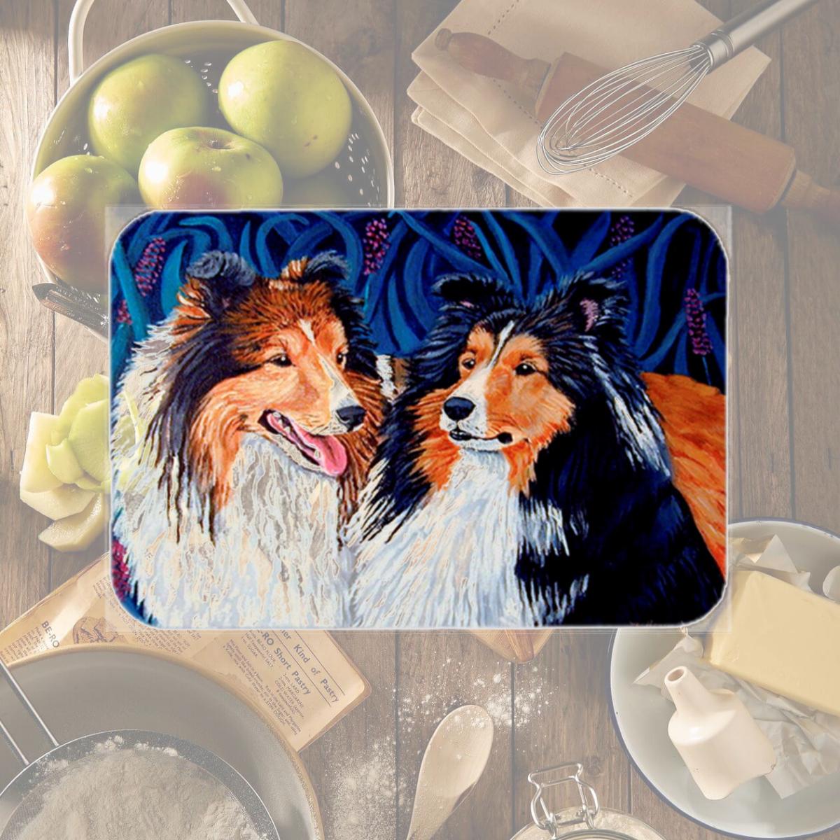 Picture of Carolines Treasures 7508LCB Sheltie Glass Cutting Board - Large
