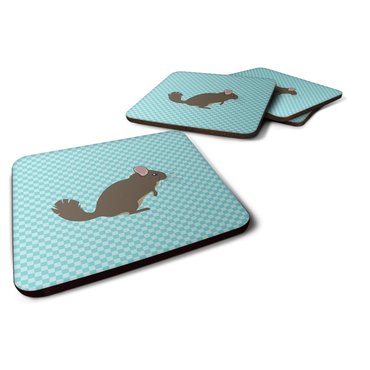 Chinchilla Blue Check Foam Coaster - Blue