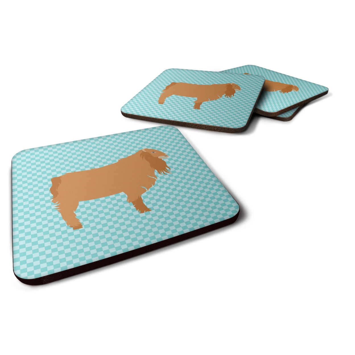 American Lamancha Goat Blue Check Foam Coaster - Set of 4
