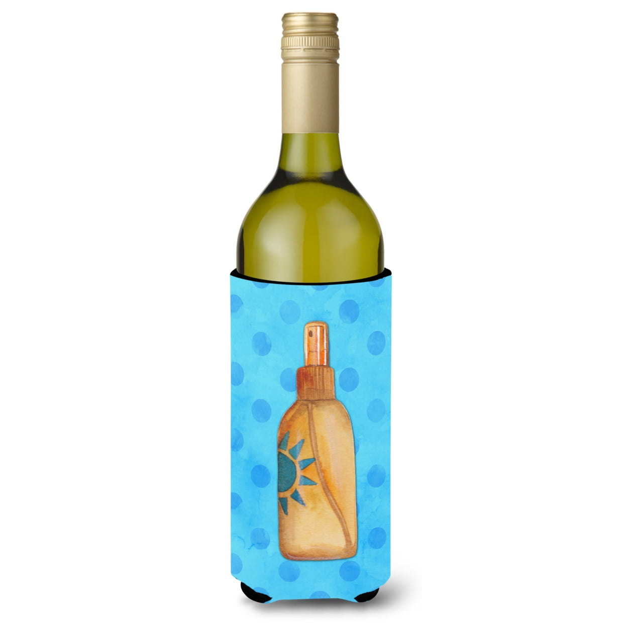Message In A Bottle Blue Polkadot Wine Bottle Beverge Insulator Hugger