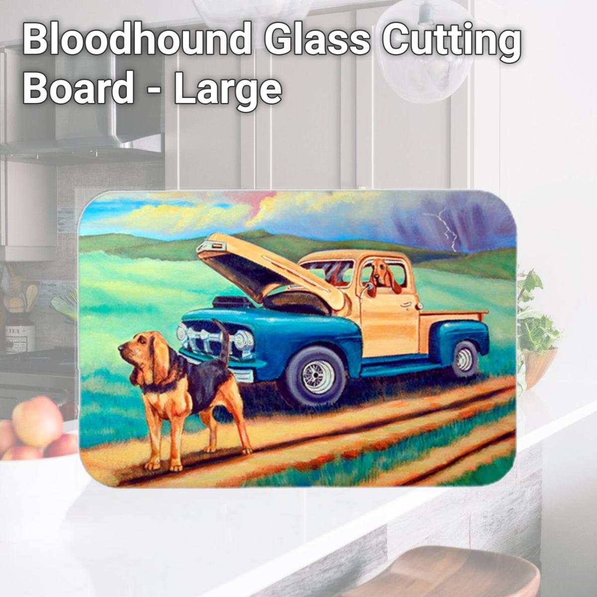 Picture of Carolines Treasures 7513LCB Bloodhound Glass Cutting Board - Large