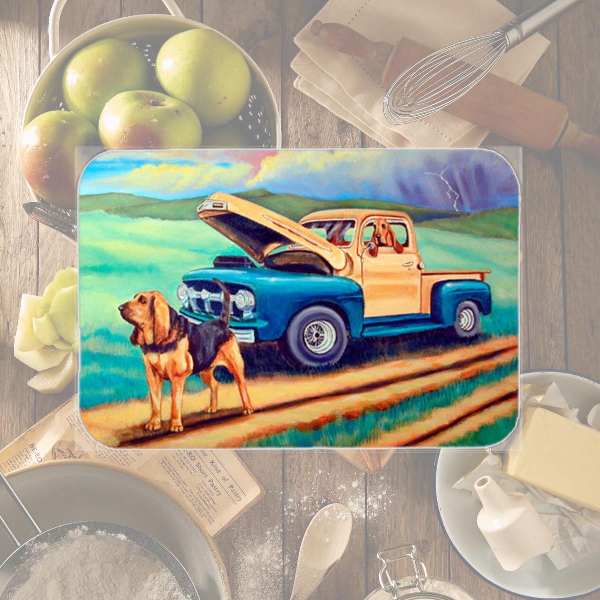 Picture of Carolines Treasures 7513LCB Bloodhound Glass Cutting Board - Large