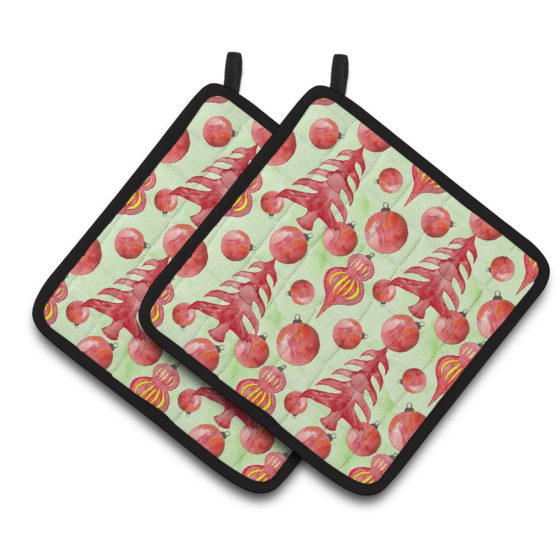 Bb7483pthd Red Christmas Tree & Ornaments Pair Of Pot Holders