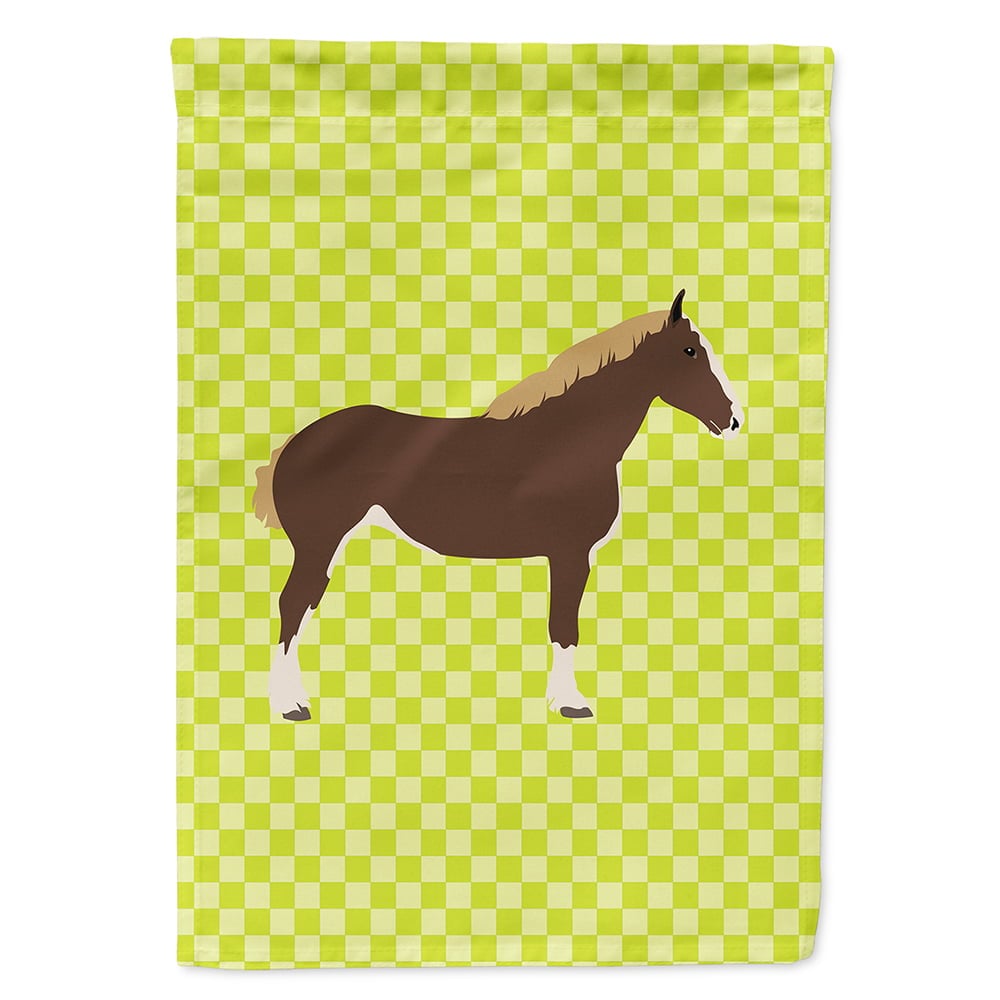 Percheron Horse Green Flag Canvas House - Green