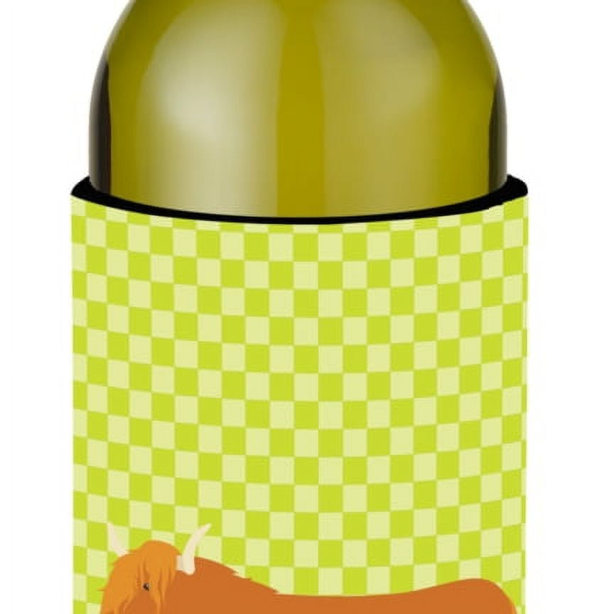 Bb7646literk Highland Cow Green Wine Bottle Beverge Insulator Hugger