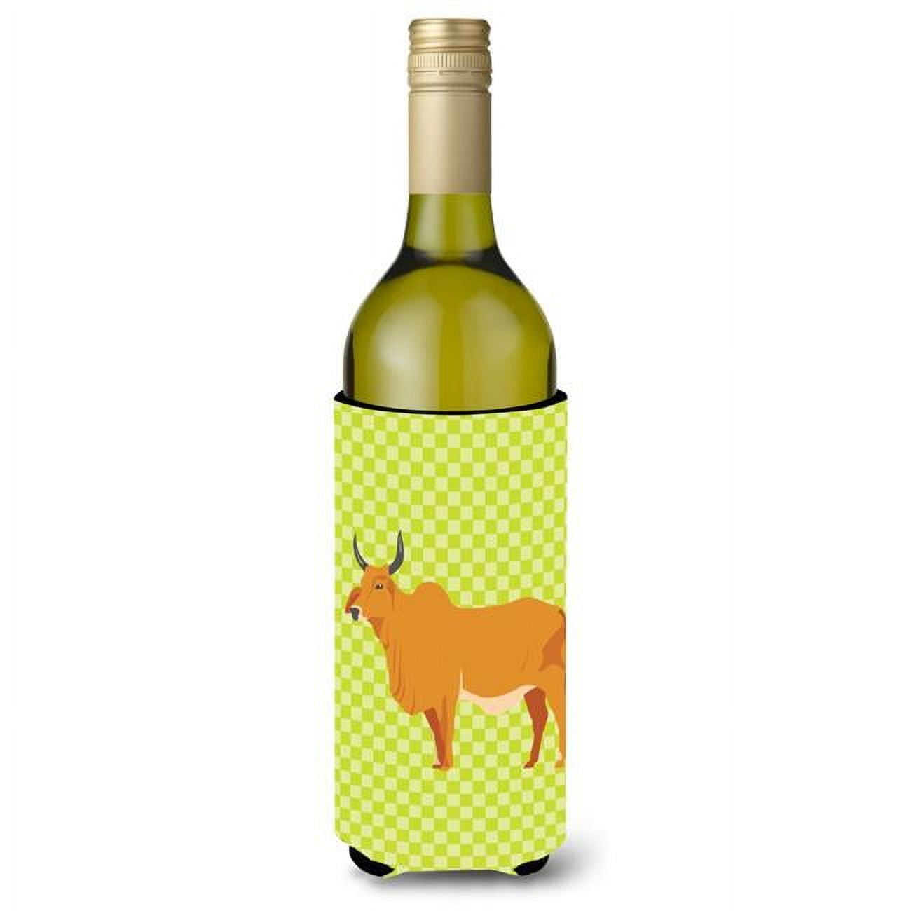 Bb7651literk Zebu Indicine Cow Green Wine Bottle Beverge Insulator Hugger