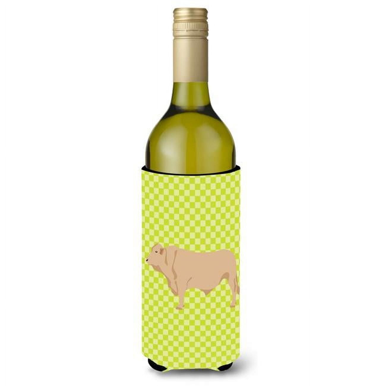 Bb7652literk Charolais Cow Green Wine Bottle Beverge Insulator Hugger