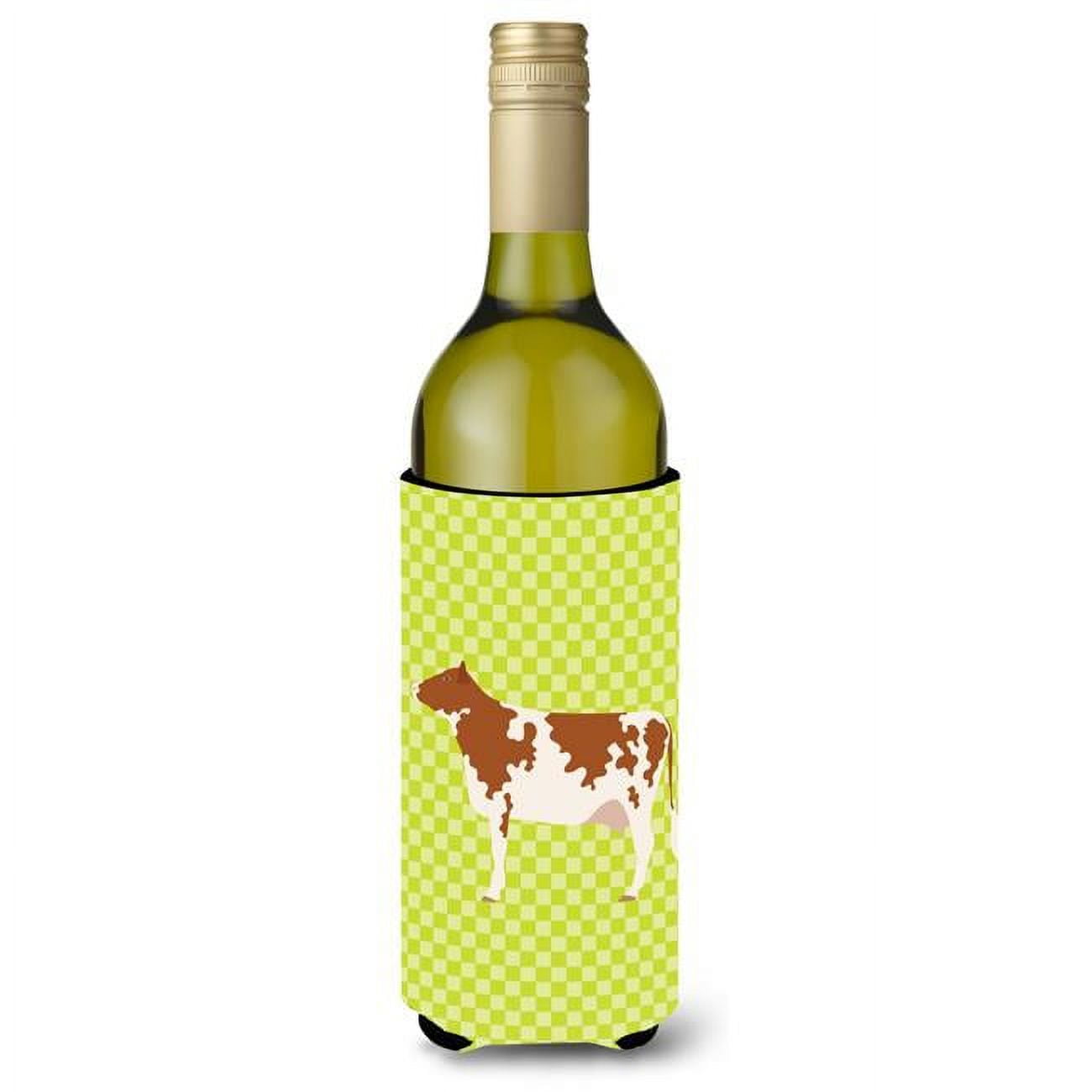 Bb7653literk Ayrshire Cow Green Wine Bottle Beverge Insulator Hugger