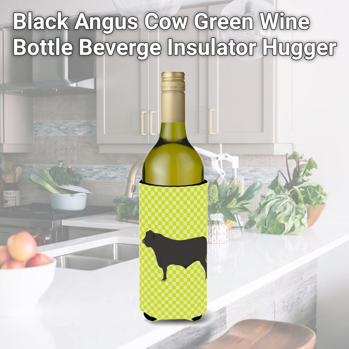 Picture of Carolines Treasures BB7654LITERK Black Angus Cow Green Wine Bottle Beverge Insulator Hugger