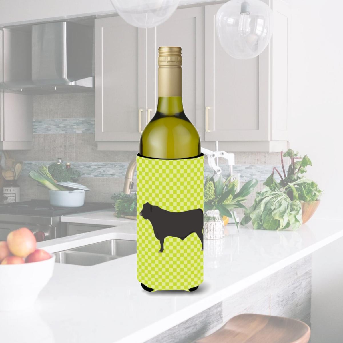 Picture of Carolines Treasures BB7654LITERK Black Angus Cow Green Wine Bottle Beverge Insulator Hugger
