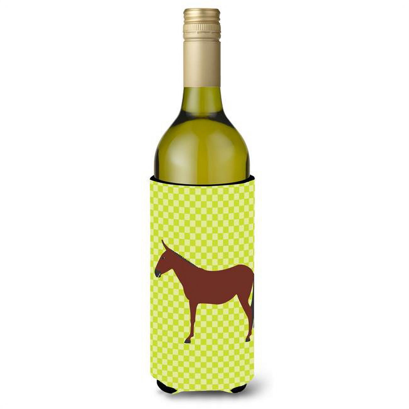 Bb7676literk Hinny Horse Donkey Green Wine Bottle Beverge Insulator Hugger