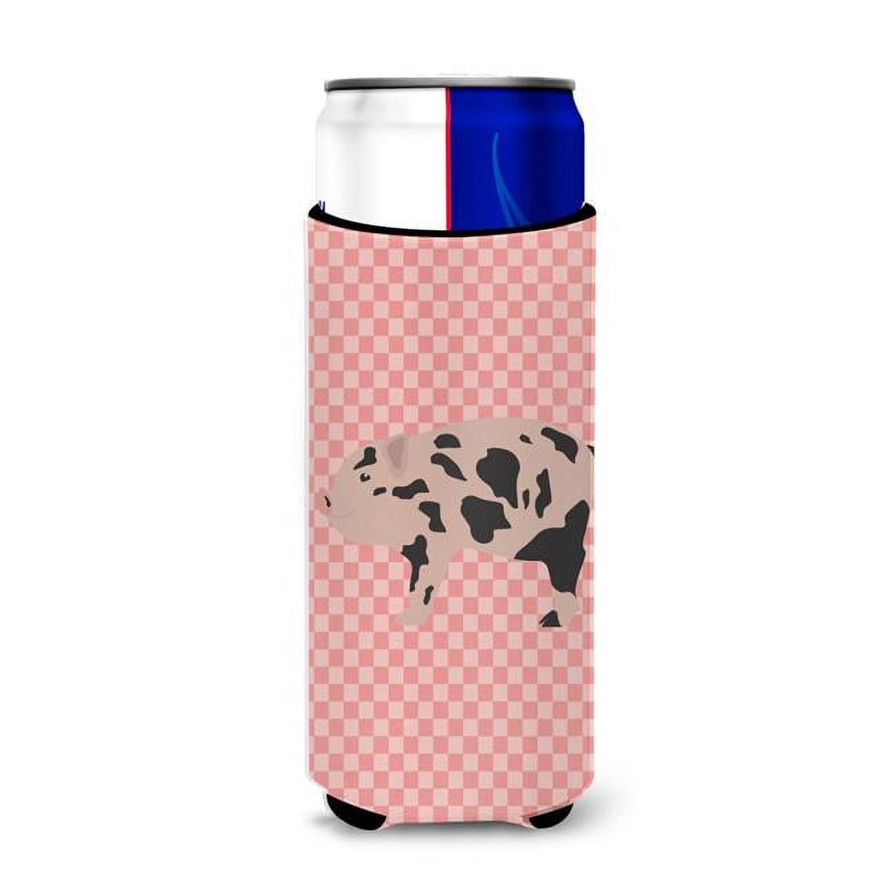 Bb7935muk Mini Miniature Pig Pink Check Michelob Ultra Hugger For Slim Cans