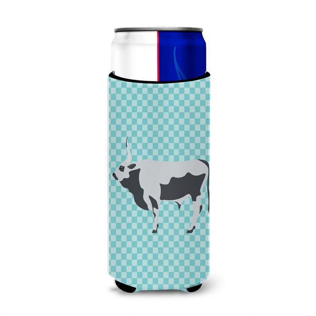 Bb7998muk Hungarian Grey Steppe Cow Blue Check Michelob Ultra Hugger For Slim Cans