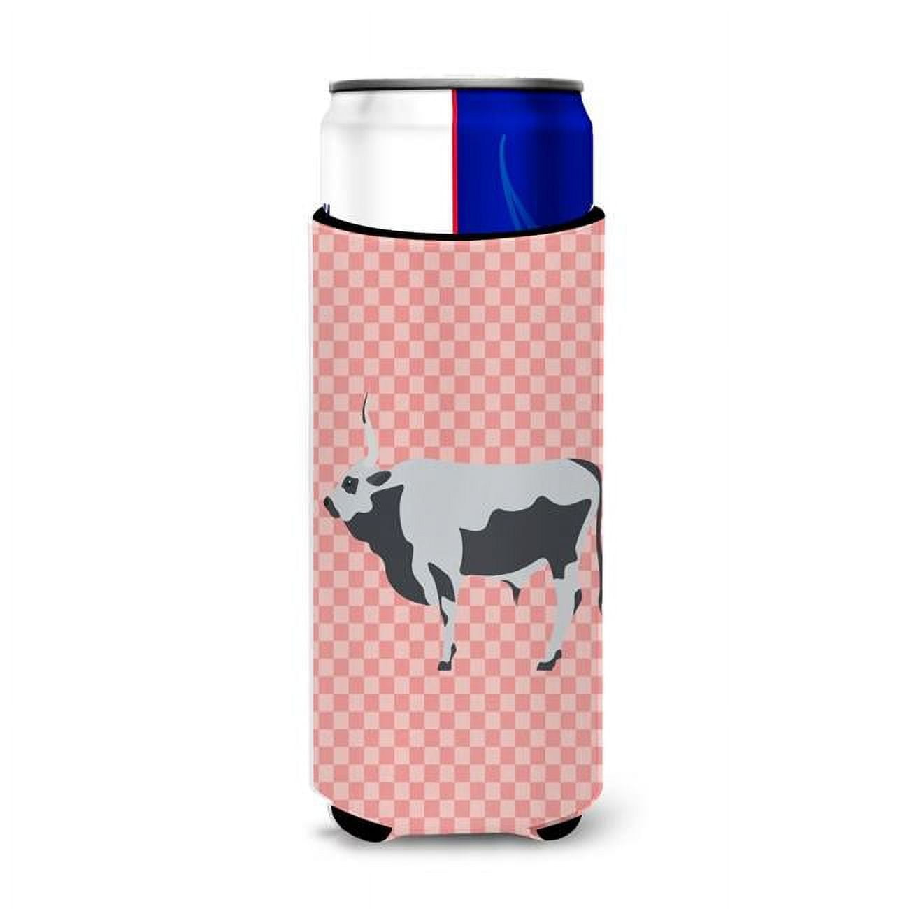 Bb7824muk Hungarian Grey Steppe Cow Pink Check Michelob Ultra Hugger For Slim Cans