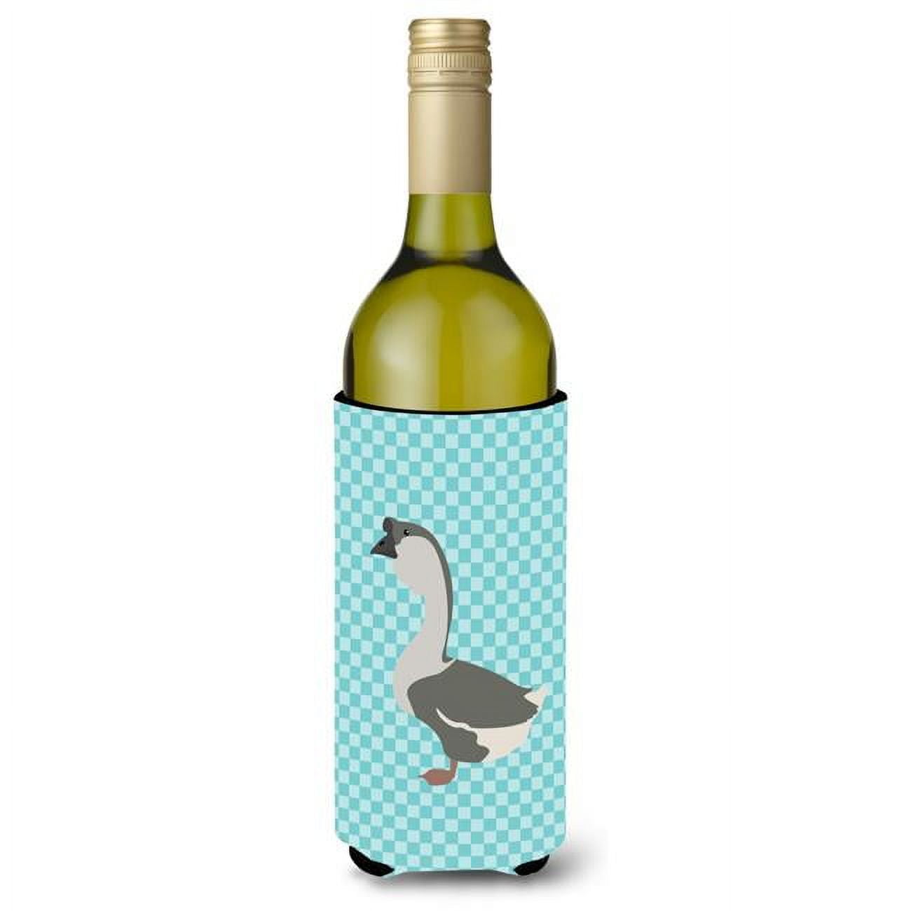 African Goose Blue Check Wine Bottle Beverge Insulator Hugger