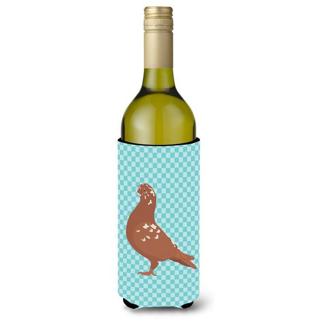 African Owl Pigeon Blue Check Wine Bottle Beverge Insulator Hugger