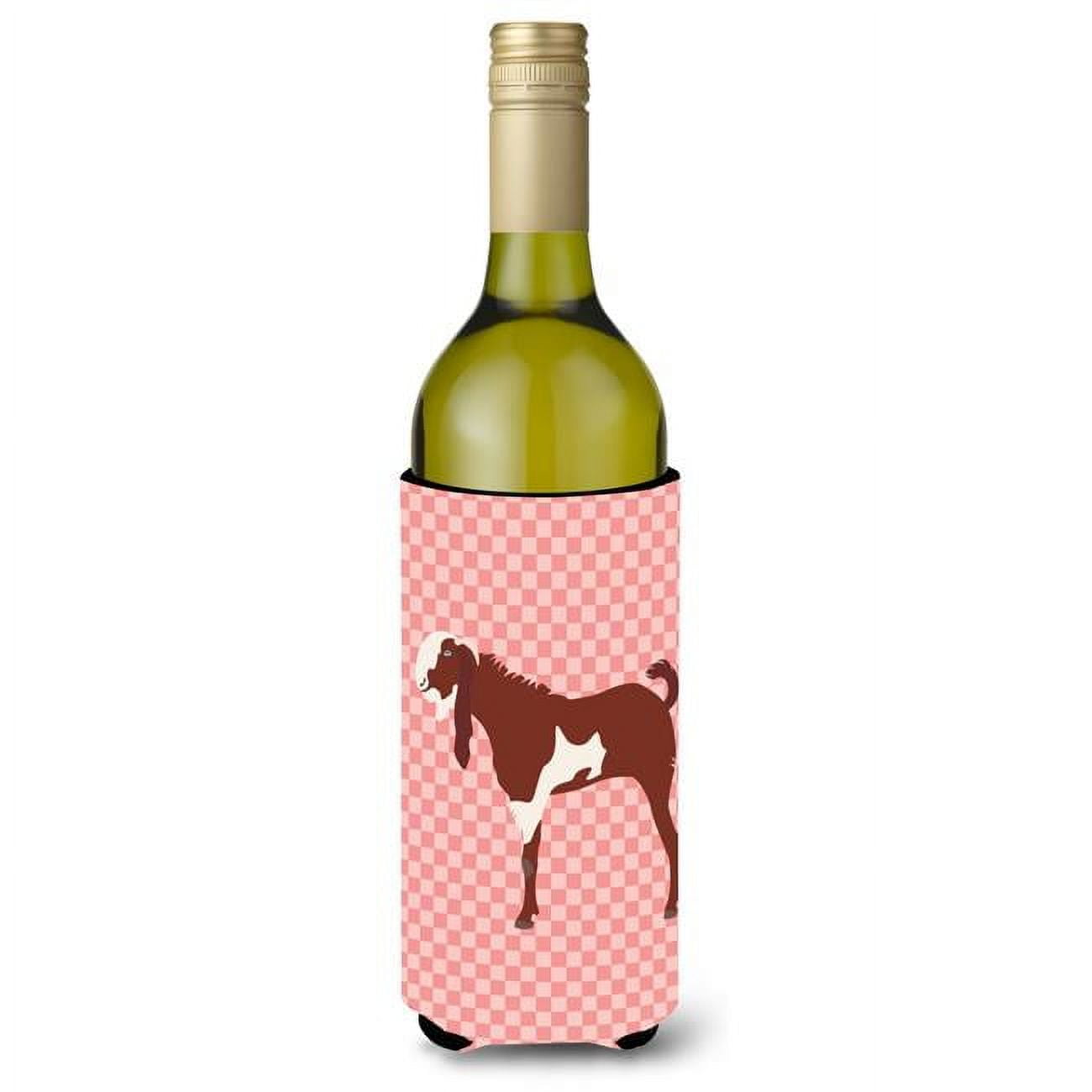 Bb7890literk Jamnapari Goat Pink Check Wine Bottle Beverge Insulator Hugger