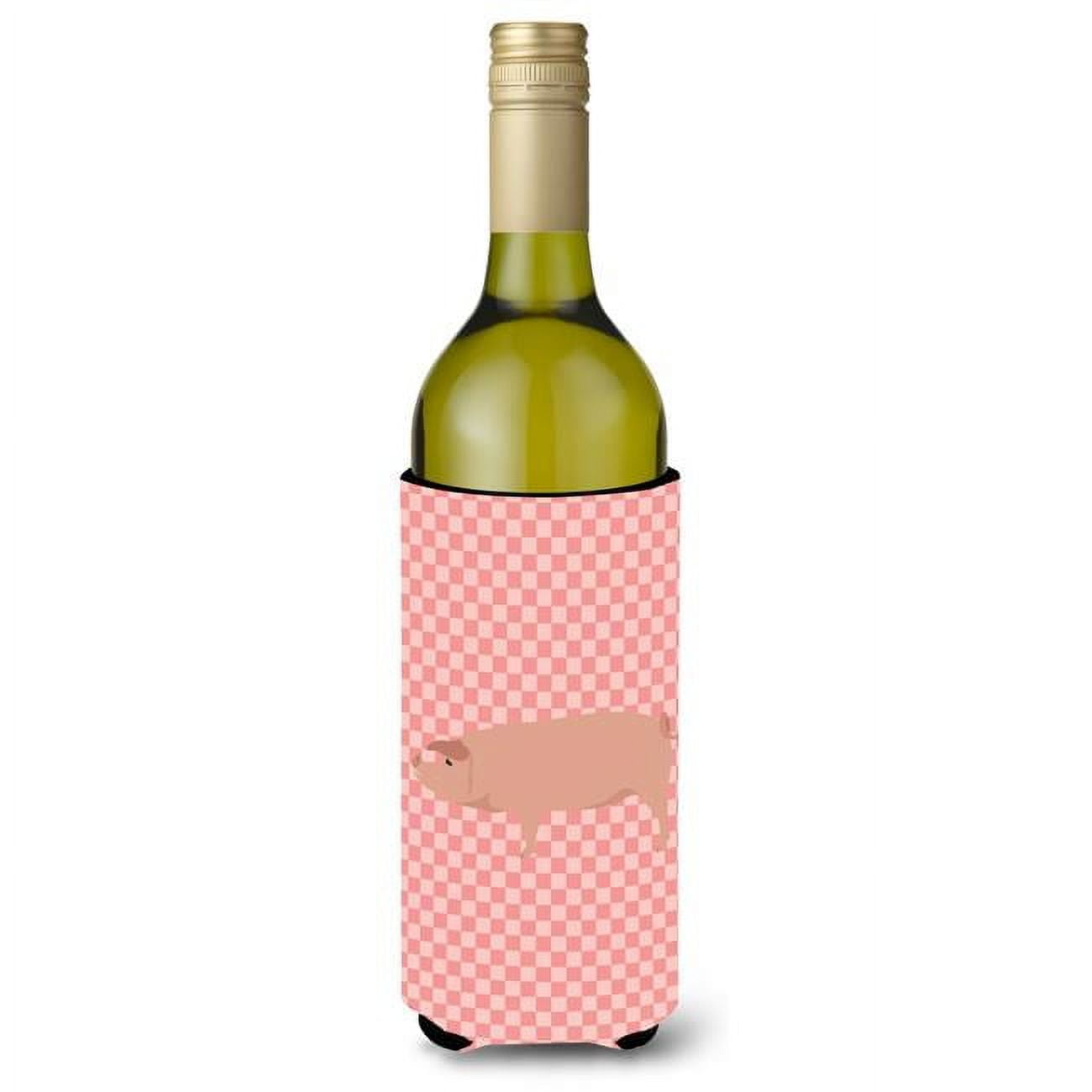 American Landrace Pig Pink Check Wine Bottle Beverge Insulator Hugger