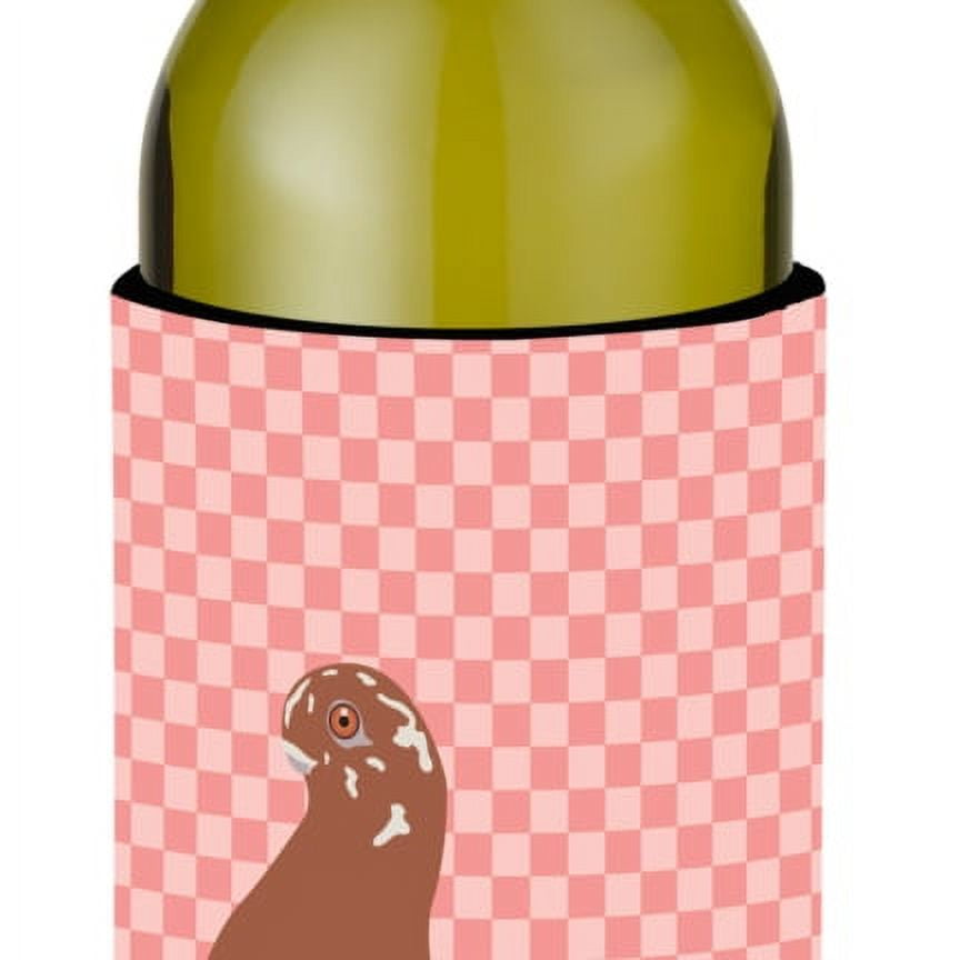 African Owl Pigeon Pink Check Wine Bottle Beverge Insulator Hugger