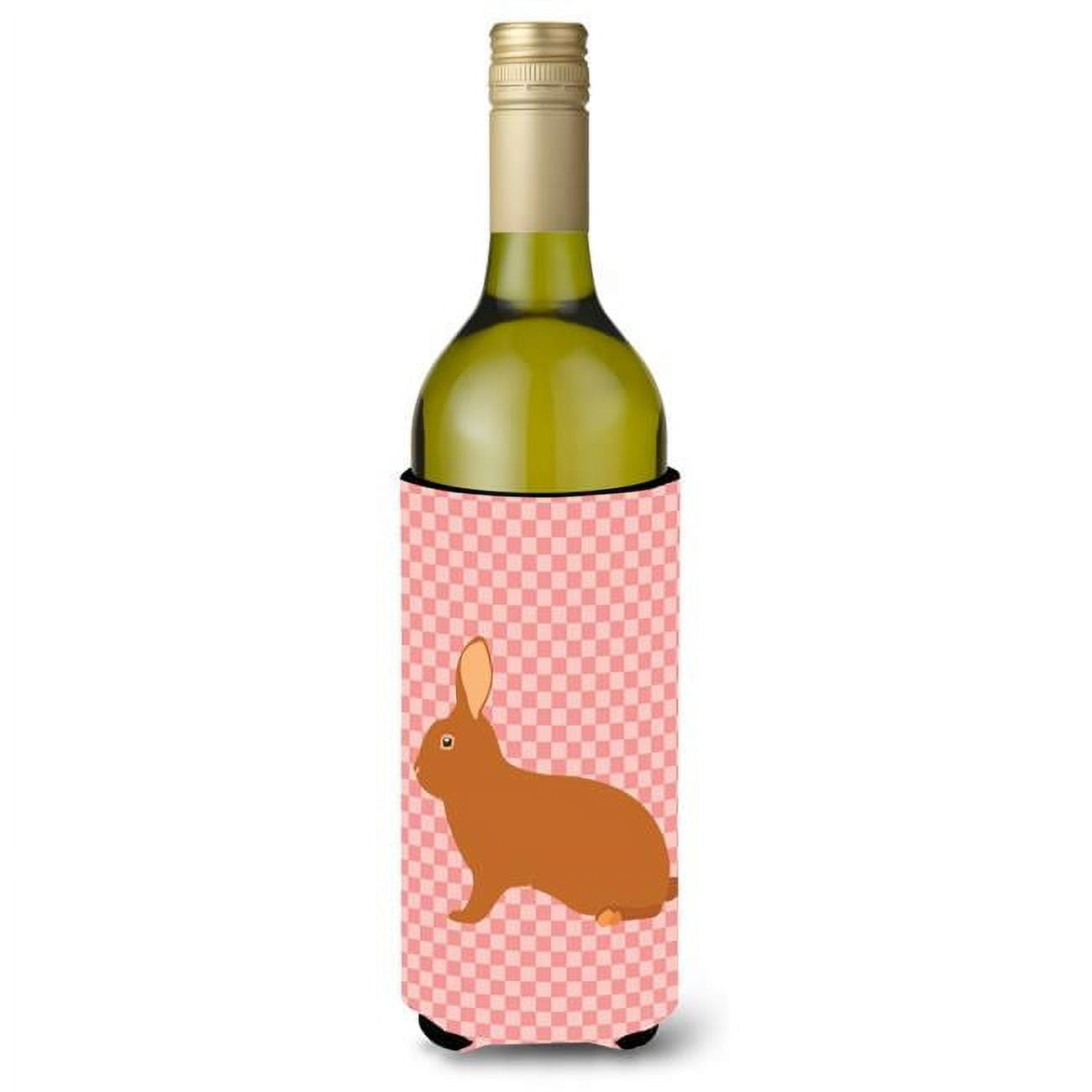 Rex Rabbit Pink Check Wine Bottle Beverge Insulator Hugger
