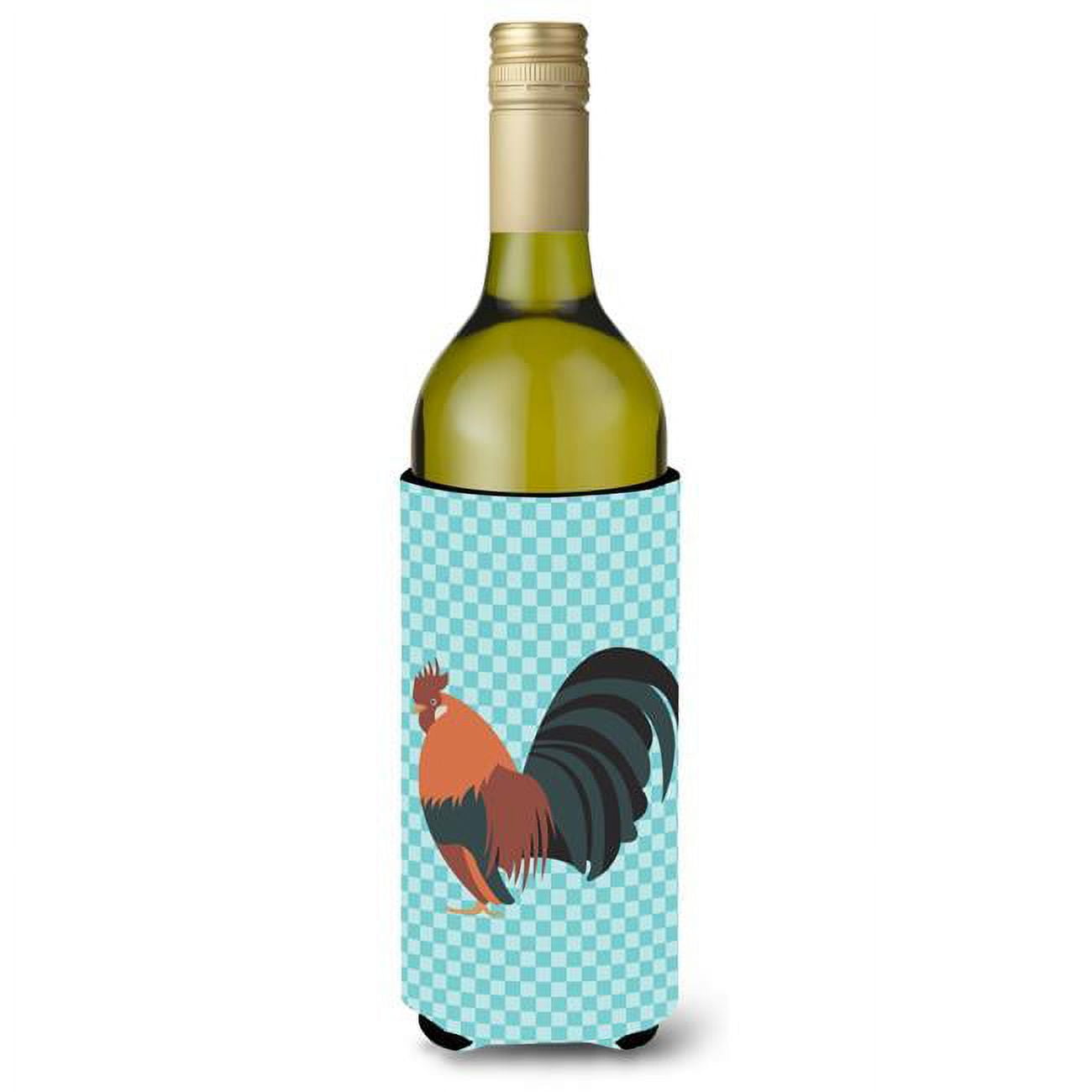 Dutch Bantam Chicken Blue Check Wine Bottle Beverge Insulator Hugger