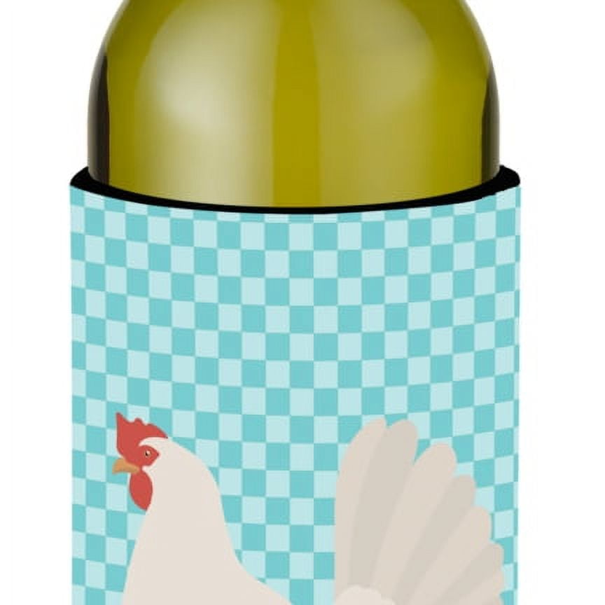 Bb8014literk Leghorn Chicken Blue Check Wine Bottle Beverge Insulator Hugger