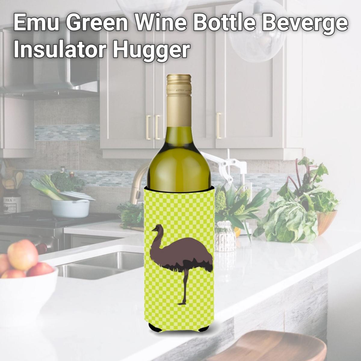 Picture of Carolines Treasures BB7748LITERK Emu Green Wine Bottle Beverge Insulator Hugger