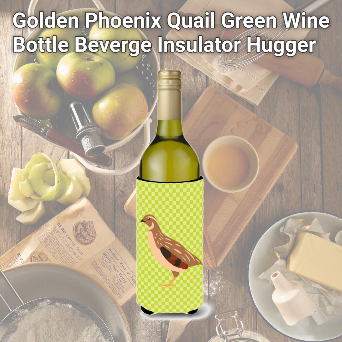Picture of Carolines Treasures BB7781LITERK Golden Phoenix Quail Green Wine Bottle Beverge Insulator Hugger