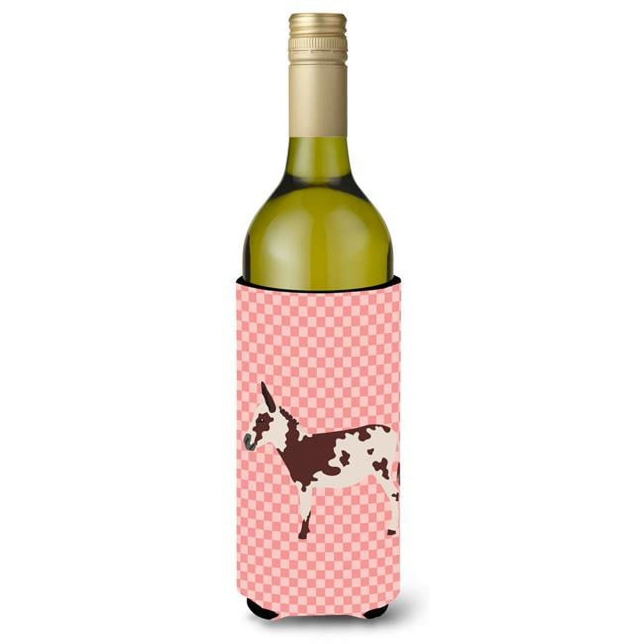 American Spotted Donkey Pink Check Wine Bottle Beverge Insulator Hugger