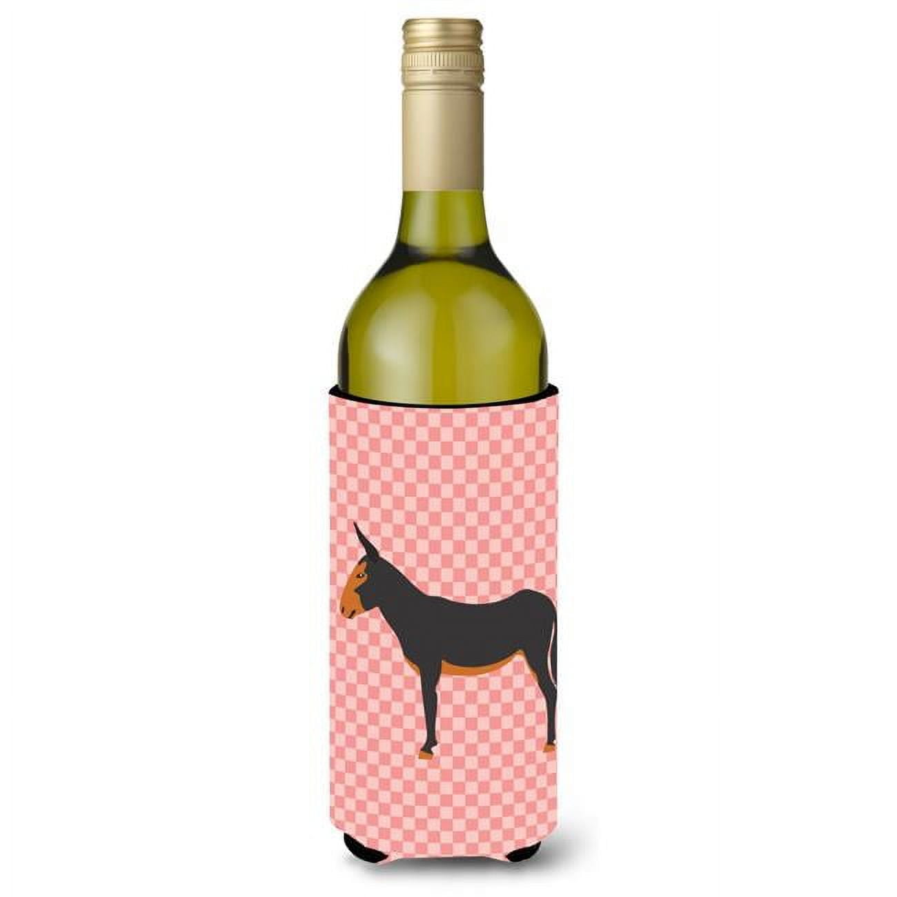 Bb7855literk Catalan Donkey Pink Check Wine Bottle Beverge Insulator Hugger