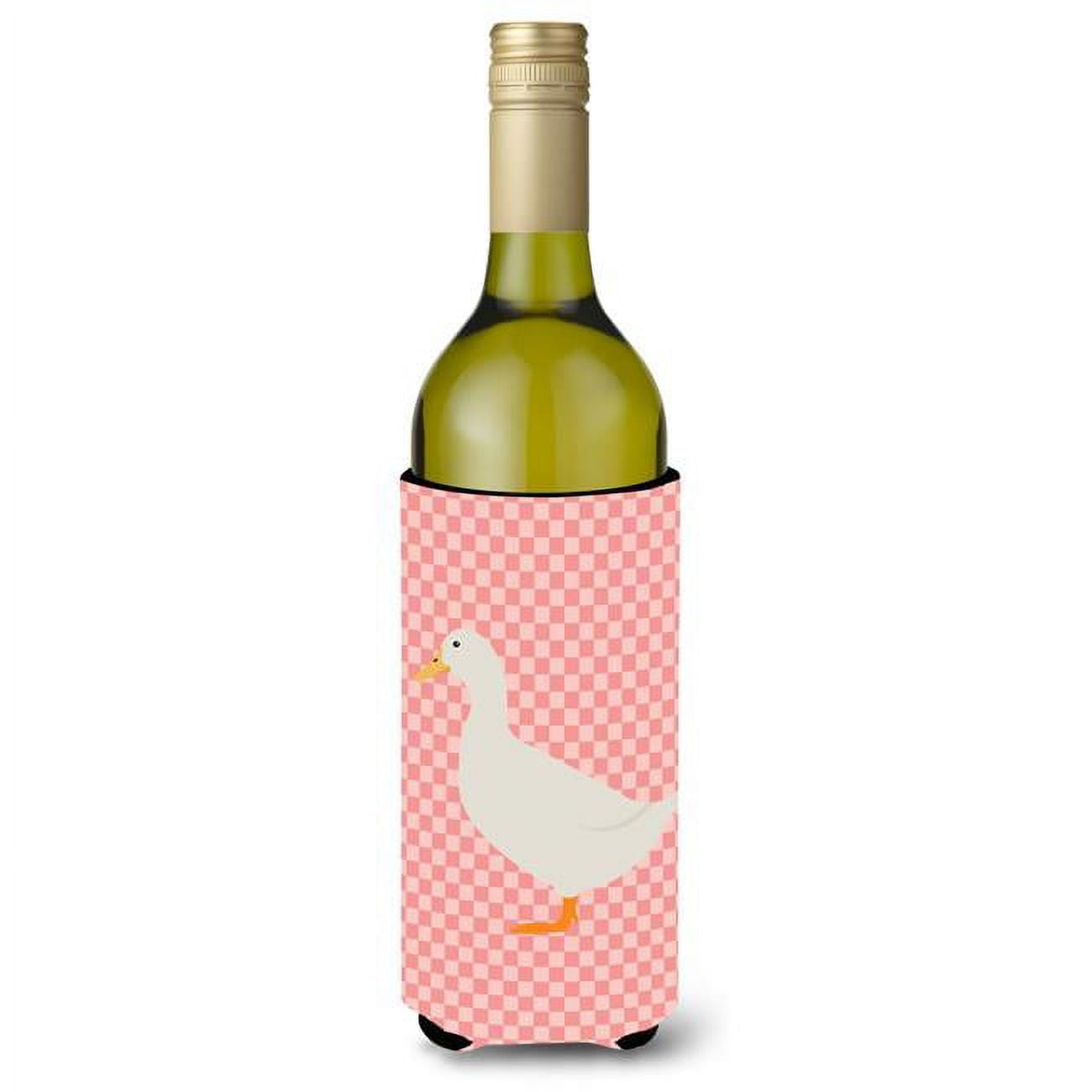 American Pekin Duck Pink Check Wine Bottle Beverge Insulator Hugger