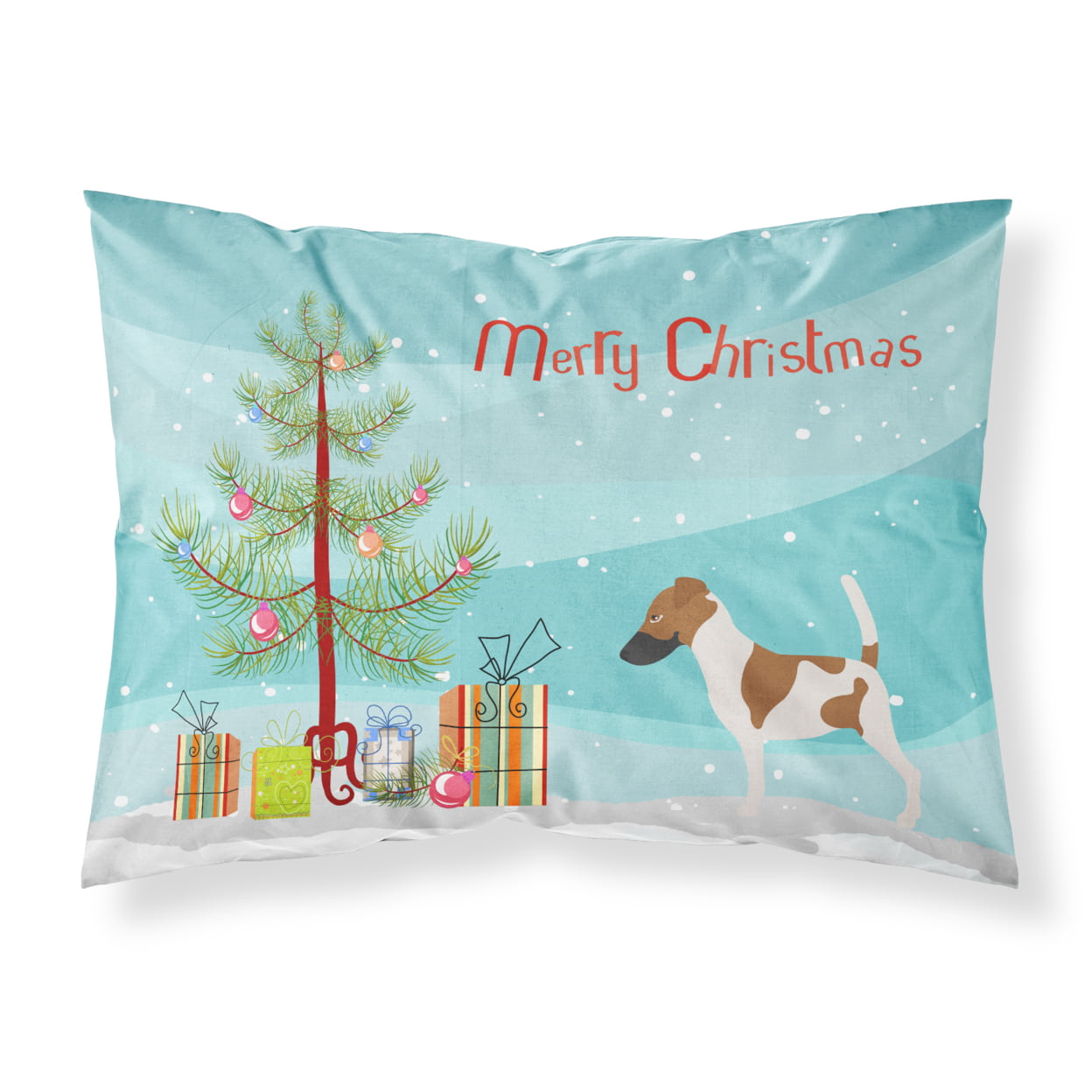 Bb8441pillowcase Smooth Fox Terrier Christmas Fabric Standard Pillowcase