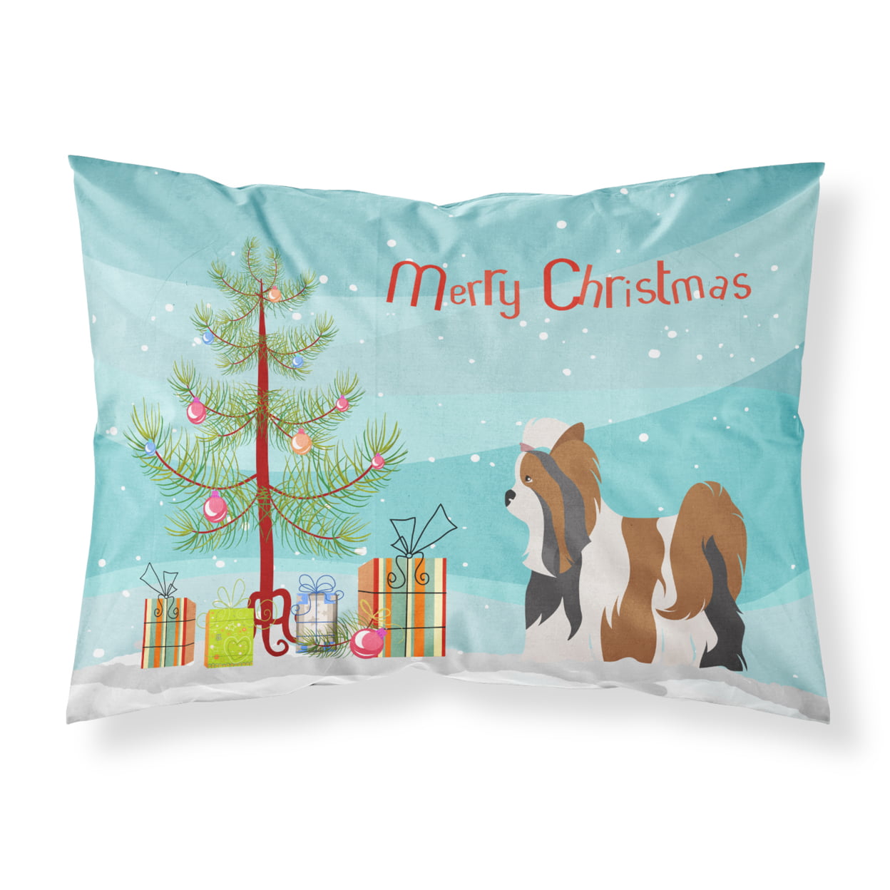 Bb8470pillowcase Biewer Terrier Christmas Fabric Standard Pillowcase