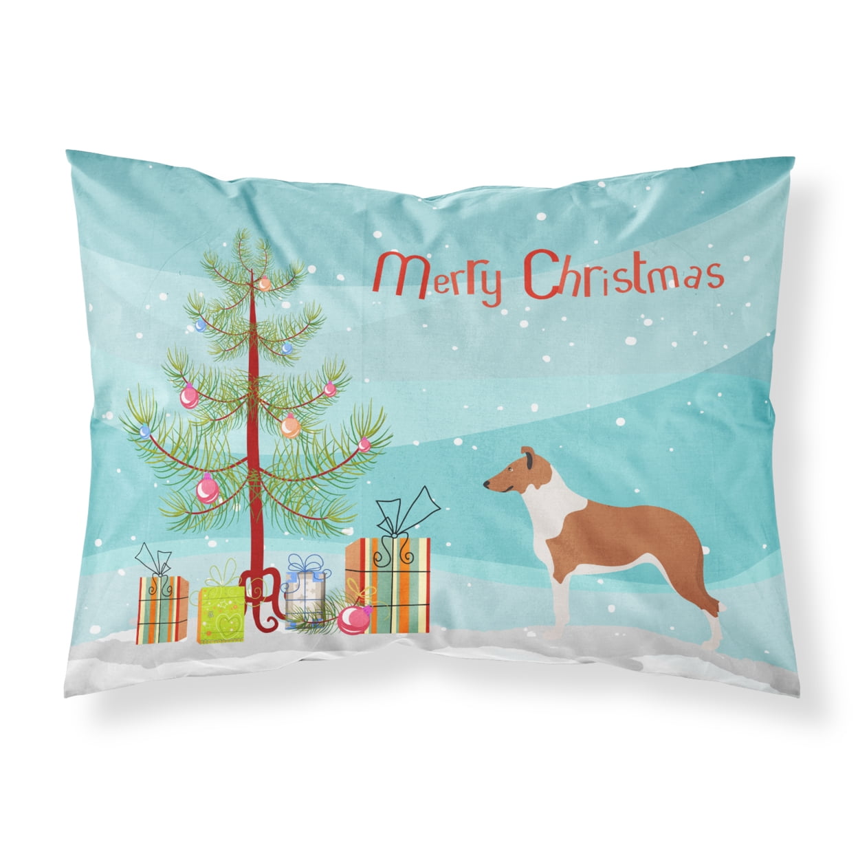 Bb8504pillowcase Smooth Collie Christmas Fabric Standard Pillowcase