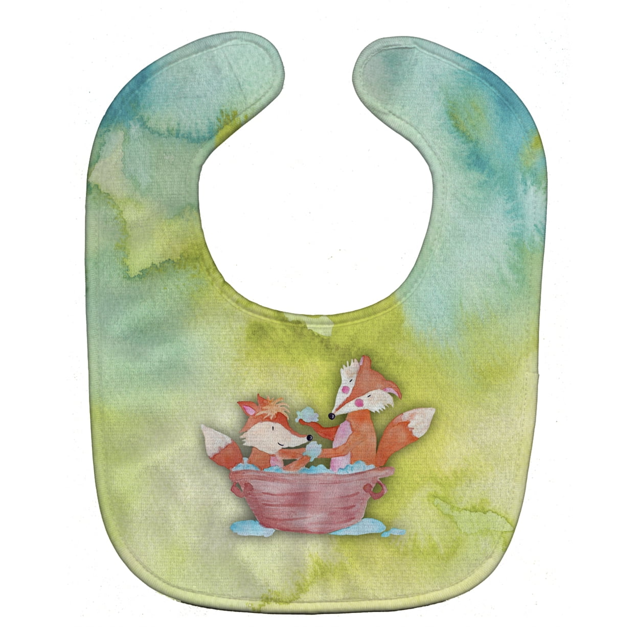 BB7350BIB Foxes Bathing Watercolor Baby Bib