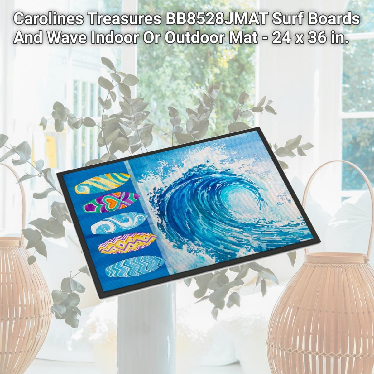 Picture of Carolines Treasures BB8528JMAT Surf Boards And Wave Indoor Or Outdoor Mat - 24 x 36 in.
