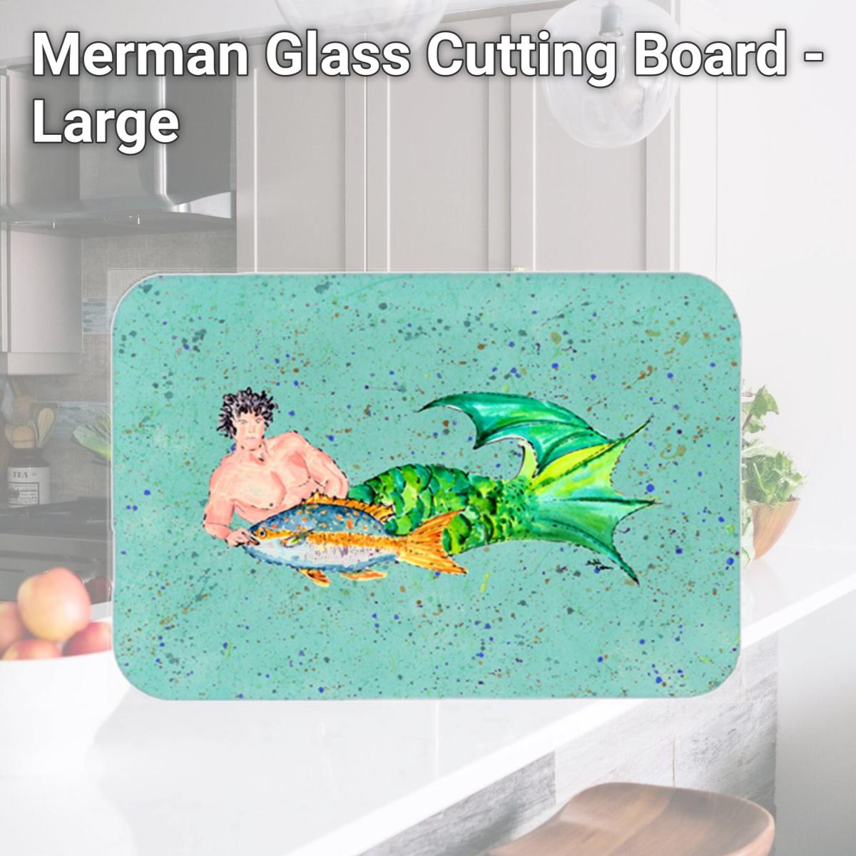 Picture of Carolines Treasures 8345LCB Merman Glass Cutting Board - Large